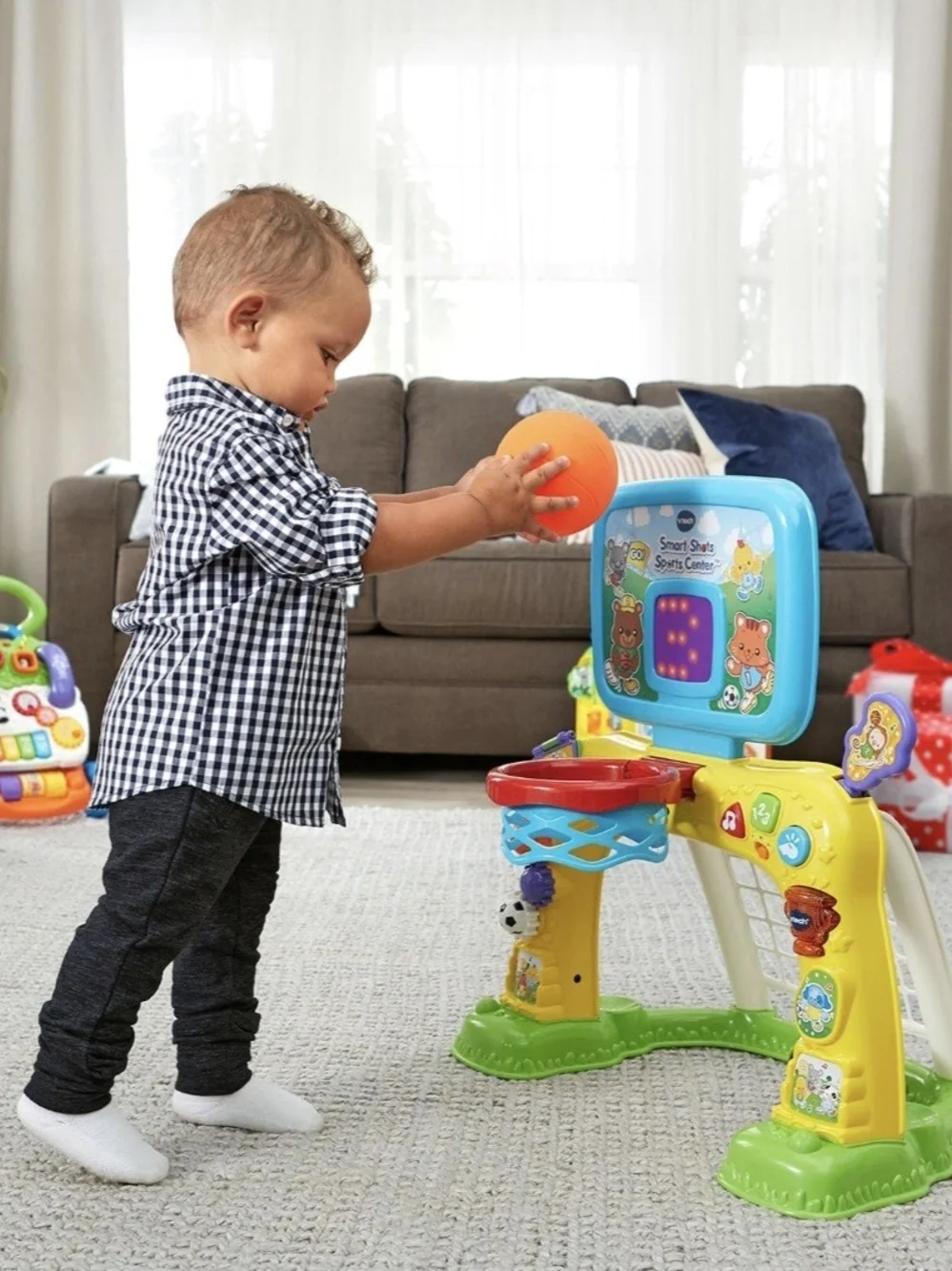 VTech Smart Shots Sports Center Blue Yellow Basketball & Soccer Learning Toy